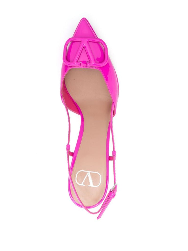 Pink Vlogo Slingback Patent Pumps