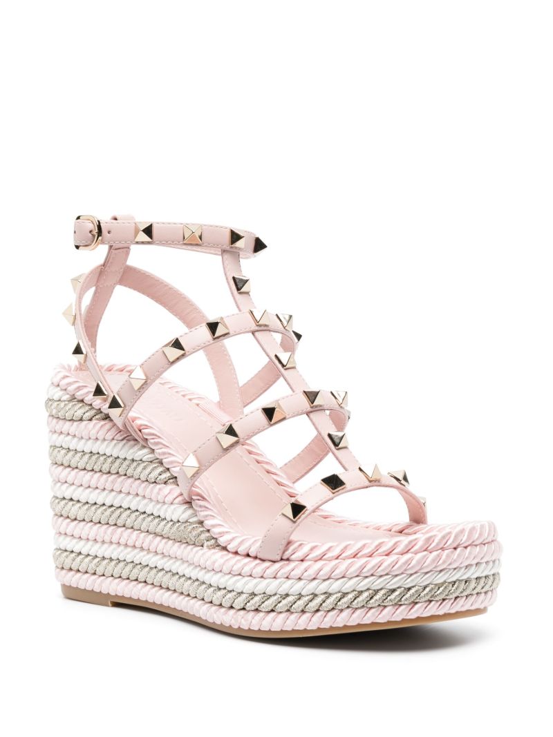 Pink Rockstud 95 Wedge Sandals