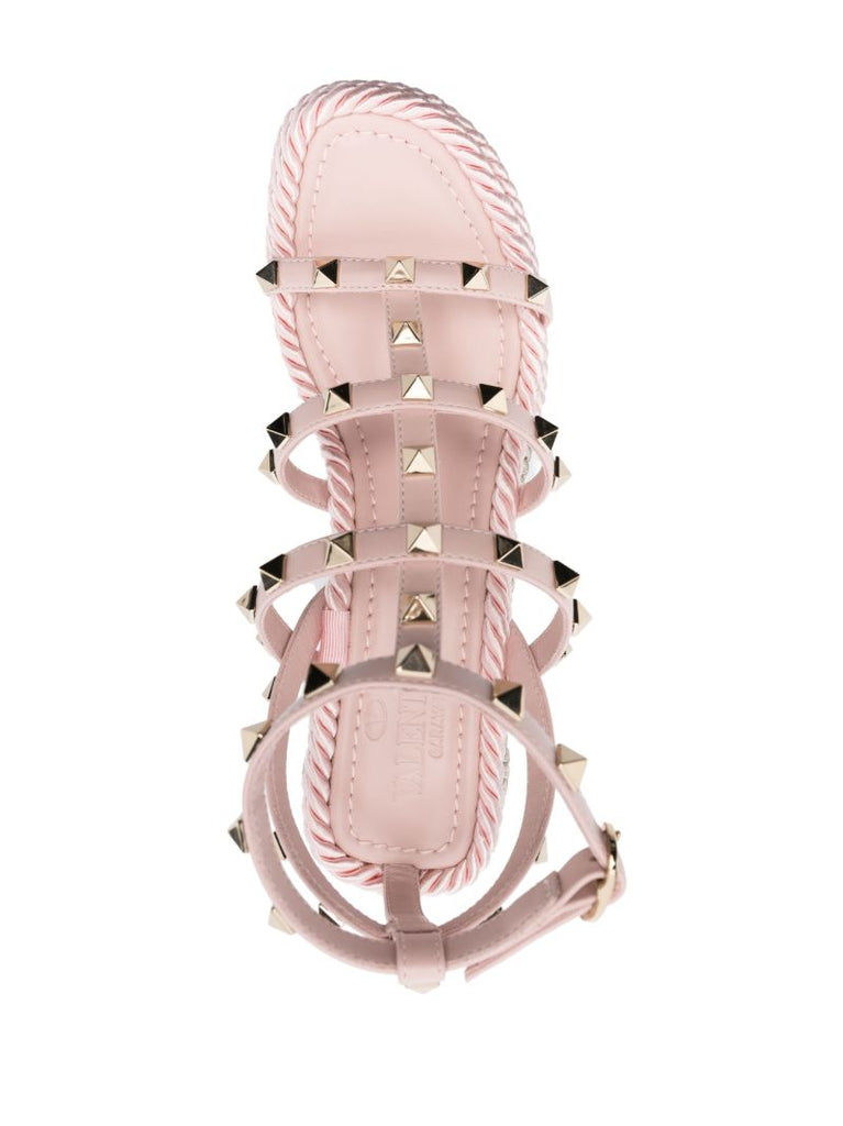 Pink Rockstud 95 Wedge Sandals
