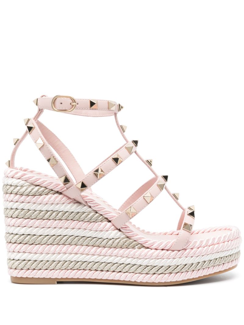 Pink Rockstud 95 Wedge Sandals