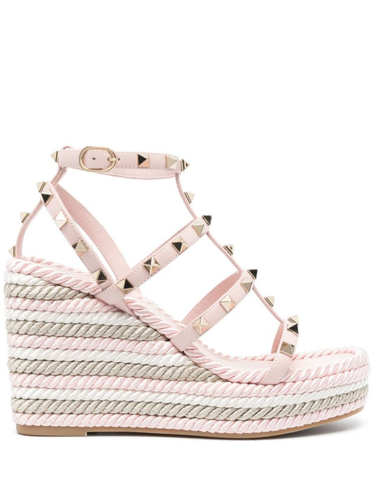 Pink Rockstud 95 Wedge Sandals