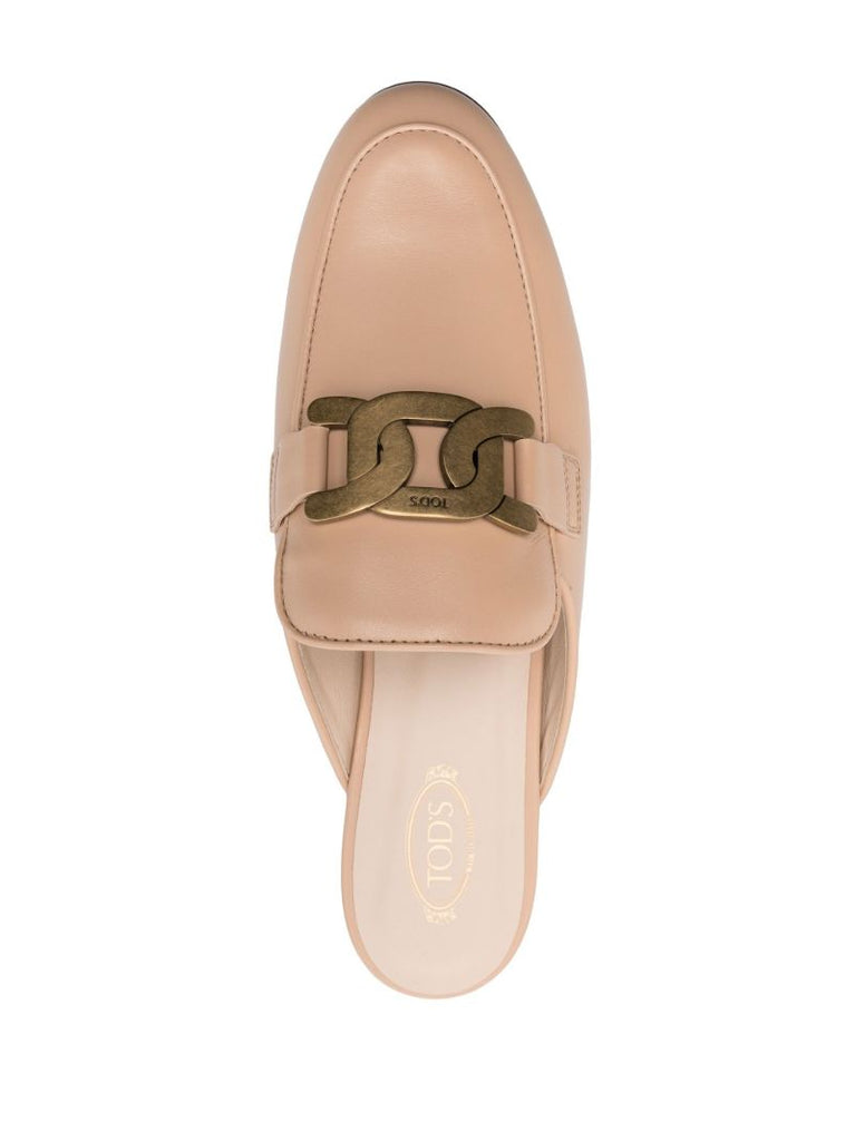 Neutral Logo Plaque Leather Mules