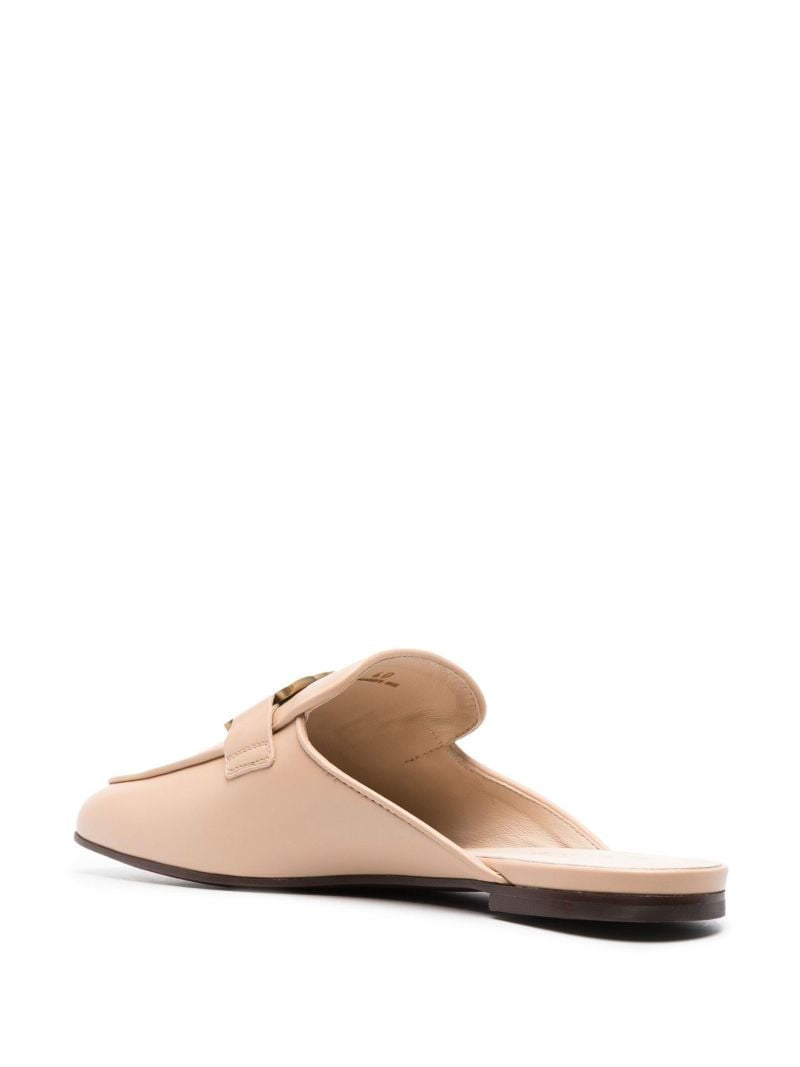 Neutral Logo Plaque Leather Mules