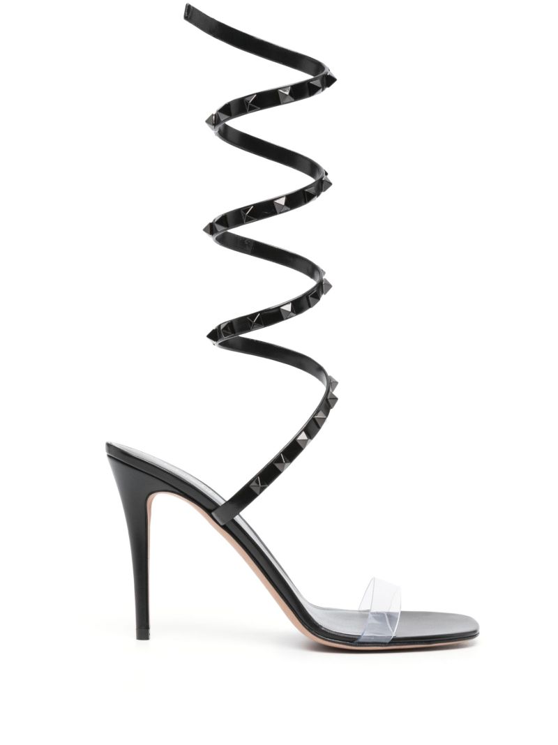 Black Rockstud 100 Wrap Sandals
