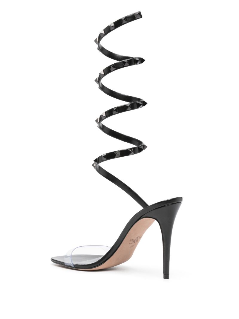 Black Rockstud 100 Wrap Sandals