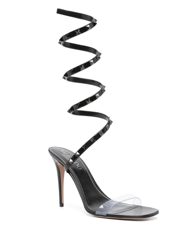 Black Rockstud 100 Wrap Sandals