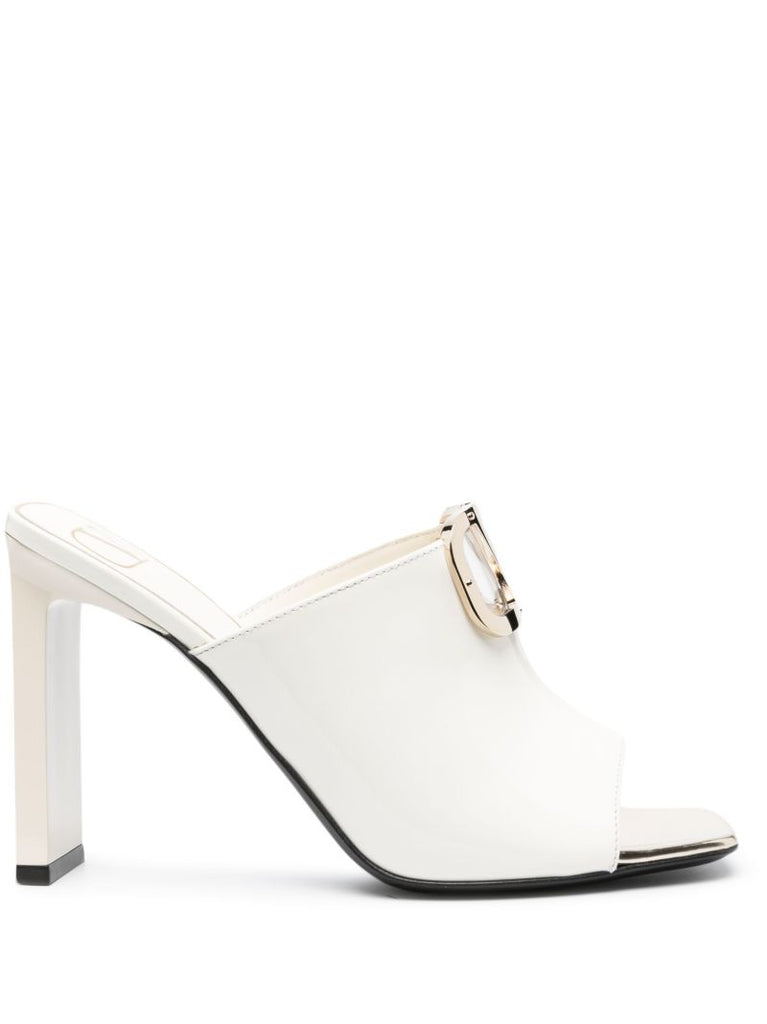 White Vlogo Signature 100 Leather Mules