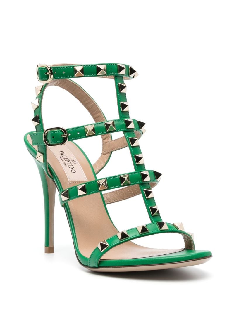 Green Rockstud 105 Leather Sandals