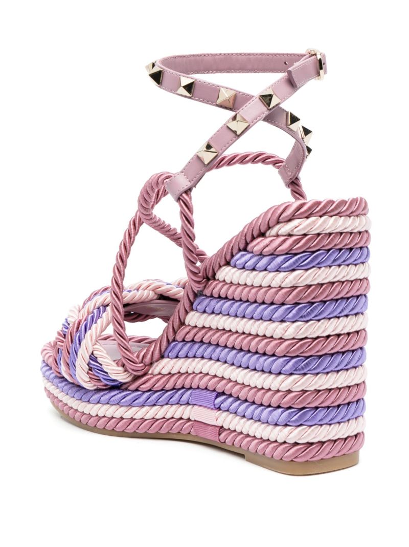 Pink Rockstud Torchon Espadrille Wedges