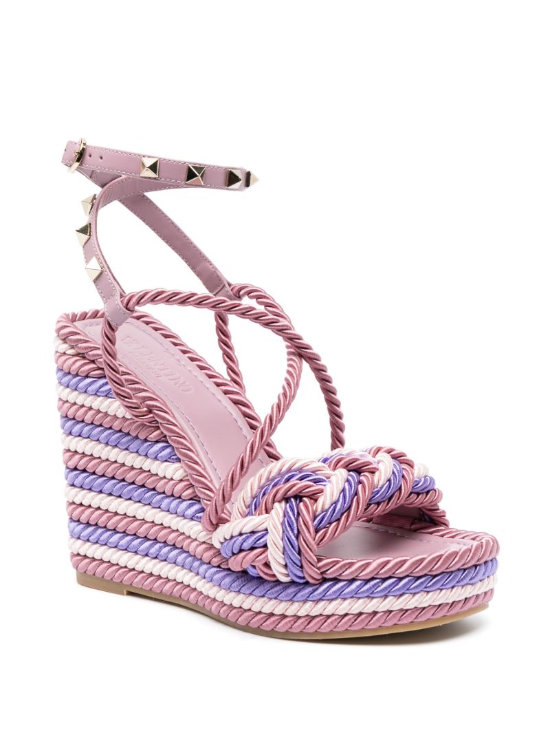 Pink Rockstud Torchon Espadrille Wedges