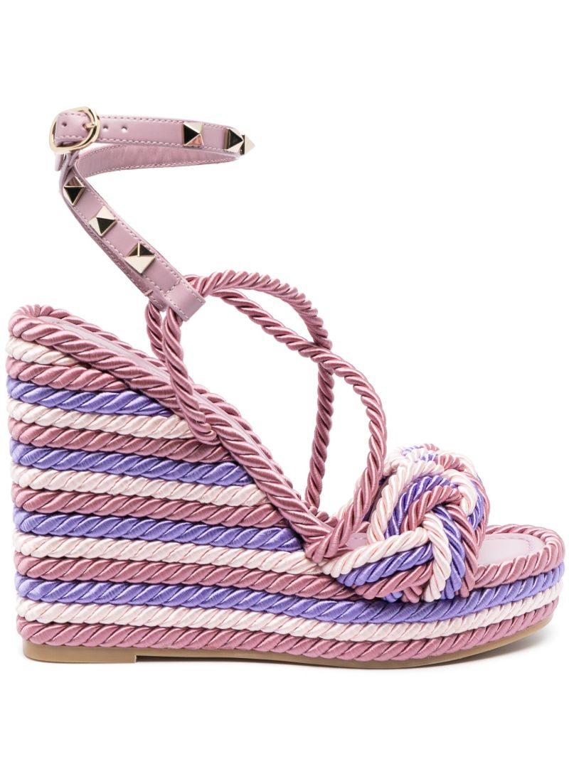 Pink Rockstud Torchon Espadrille Wedges