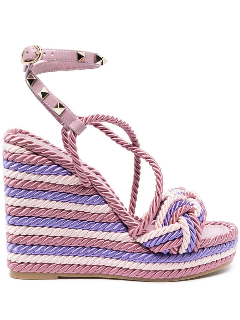 Pink Rockstud Torchon Espadrille Wedges