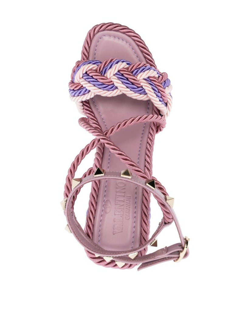 Pink Rockstud Torchon Espadrille Wedges