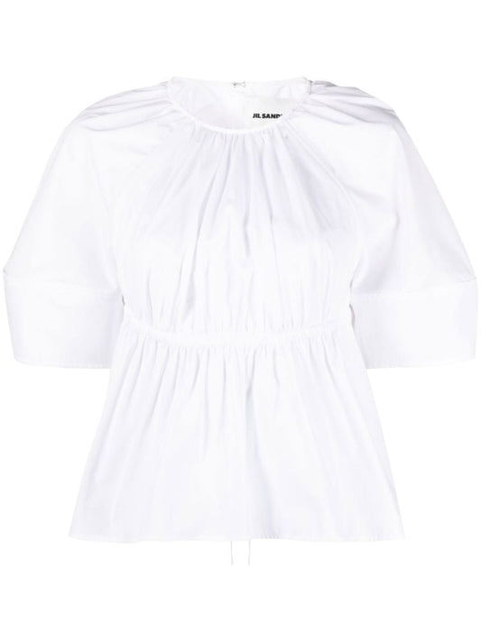 White Poplin Cut-out Blouse