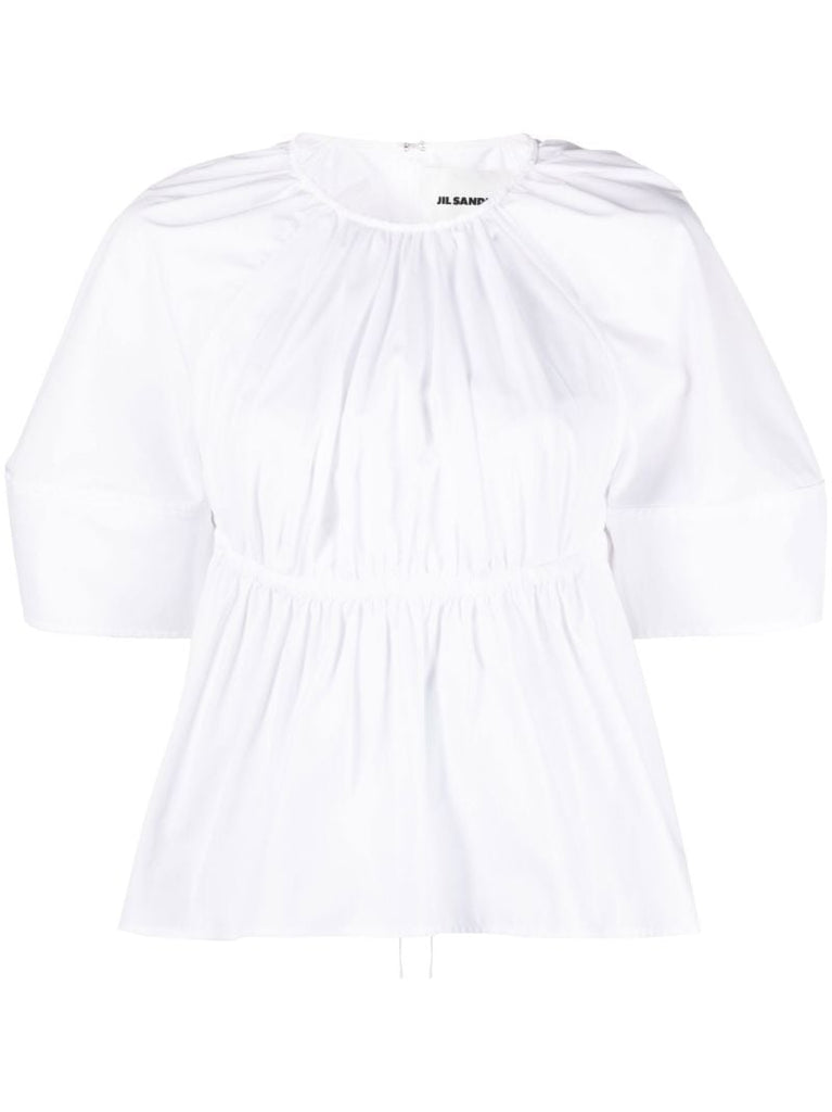 White Poplin Cut-out Blouse