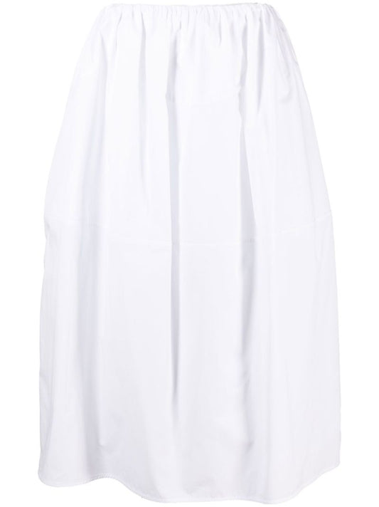 White Cotton Midi Skirt