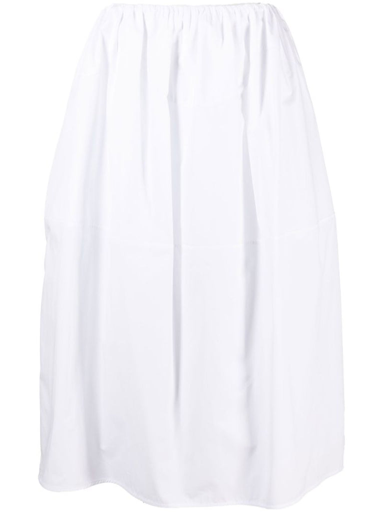 White Cotton Midi Skirt