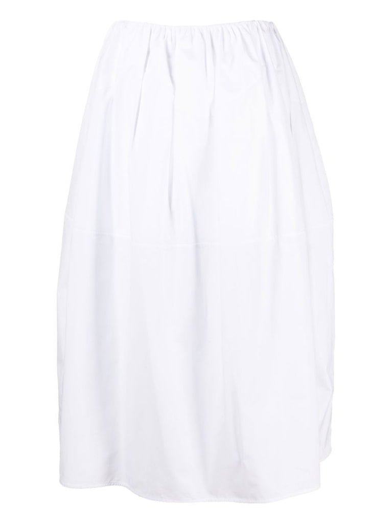 White Cotton Midi Skirt