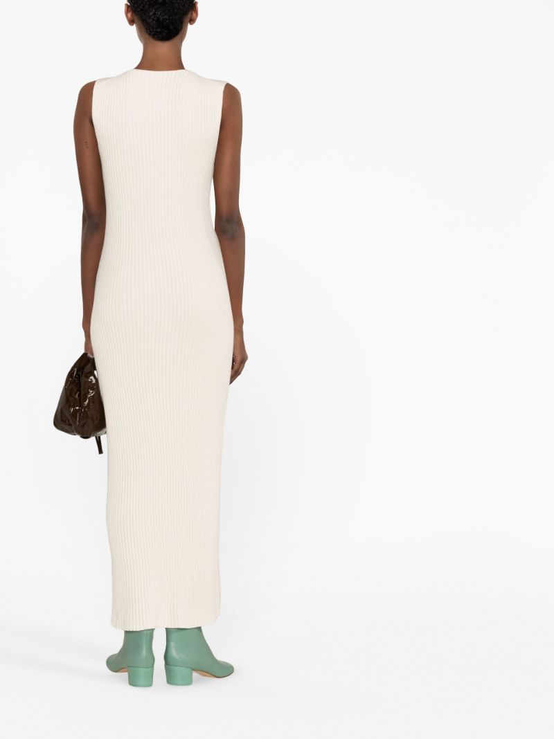 White Zip-up Knitted Maxi Dress