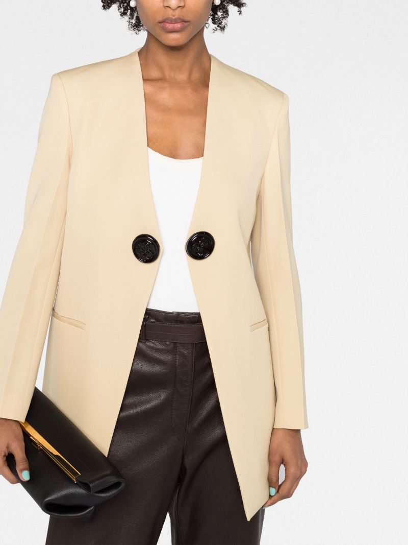 Neutral Single-breasted Wool Jacket