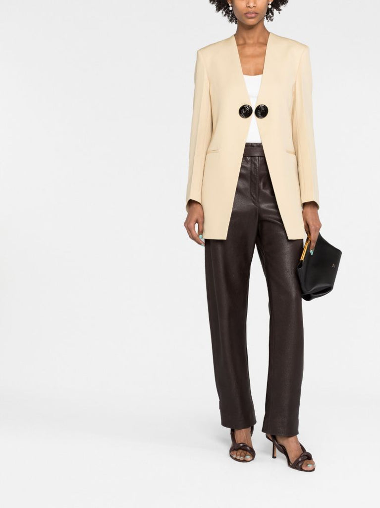 Neutral Single-breasted Wool Jacket