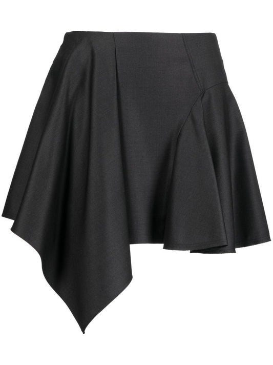 Grey Draped Asymmetric Skirt