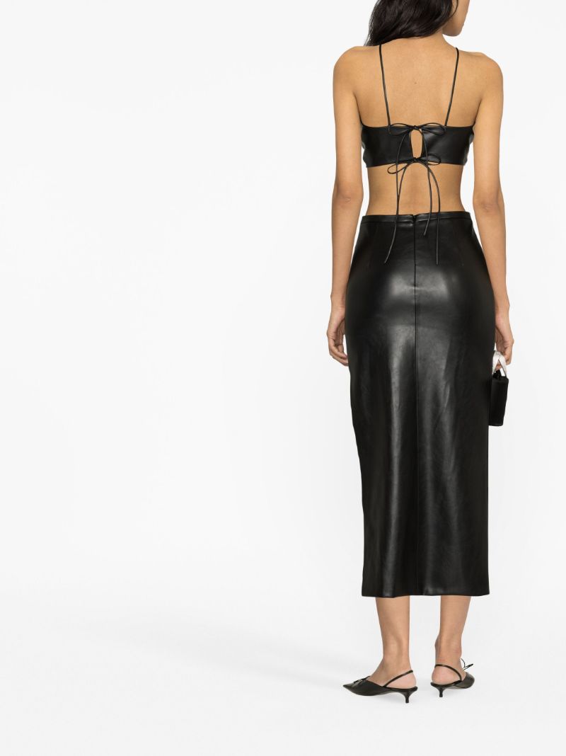 Black Crossover Faux Leather Top