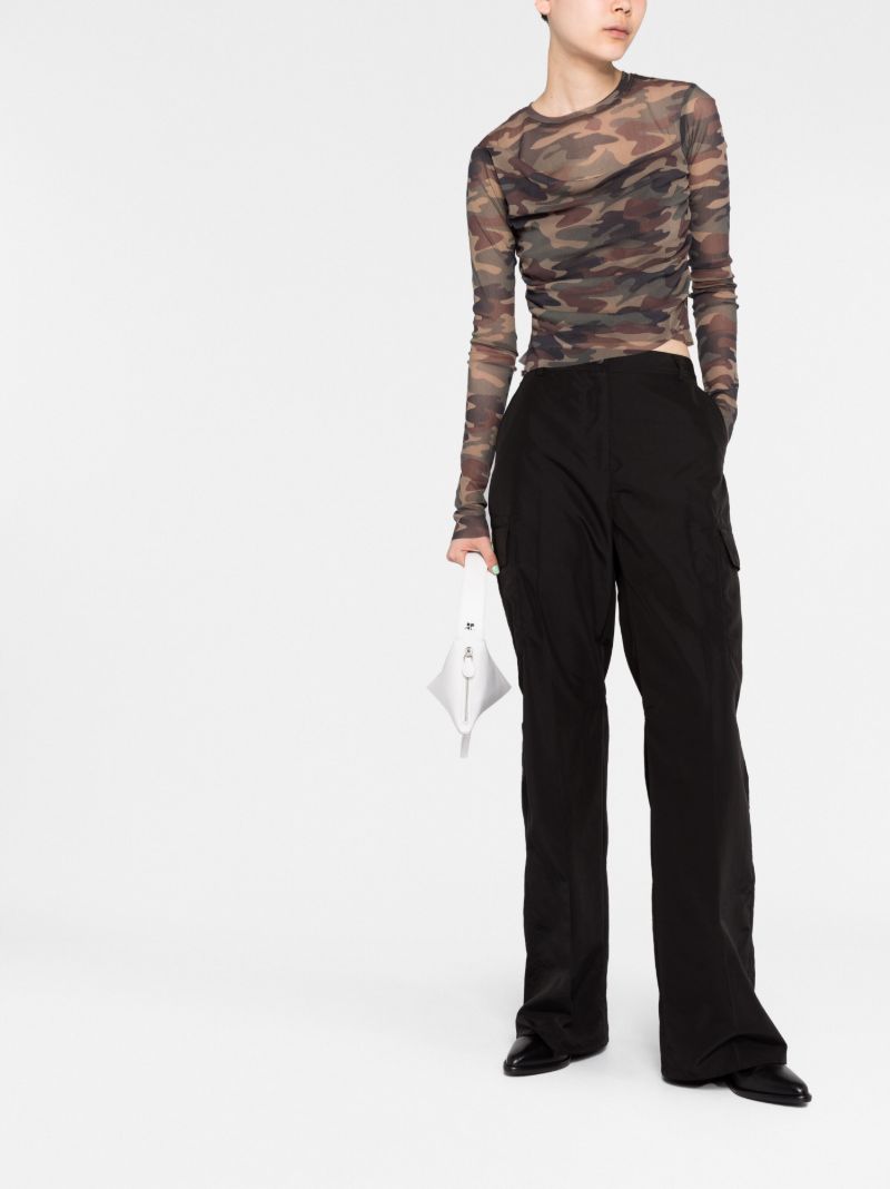 Neutral Floral Print Mesh Top