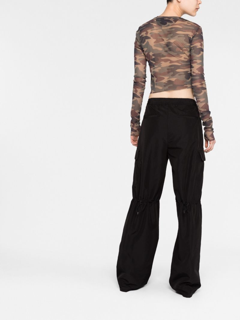 Neutral Floral Print Mesh Top