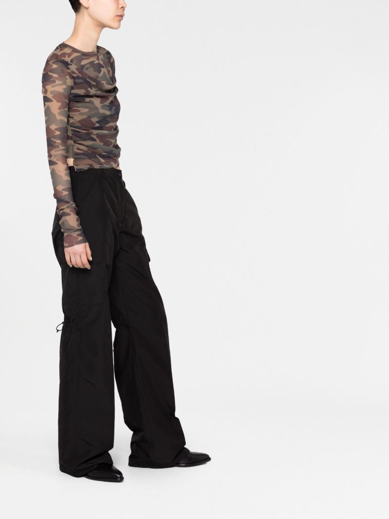Neutral Floral Print Mesh Top