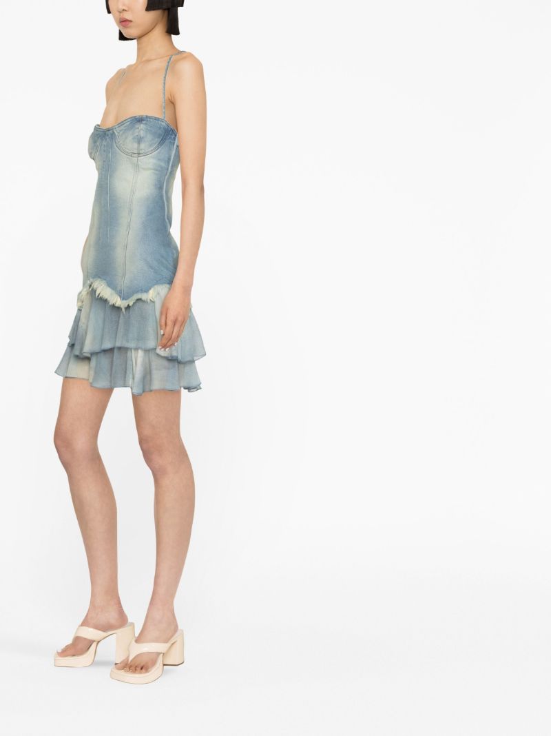 Blue Distressed Denim Mini Dress