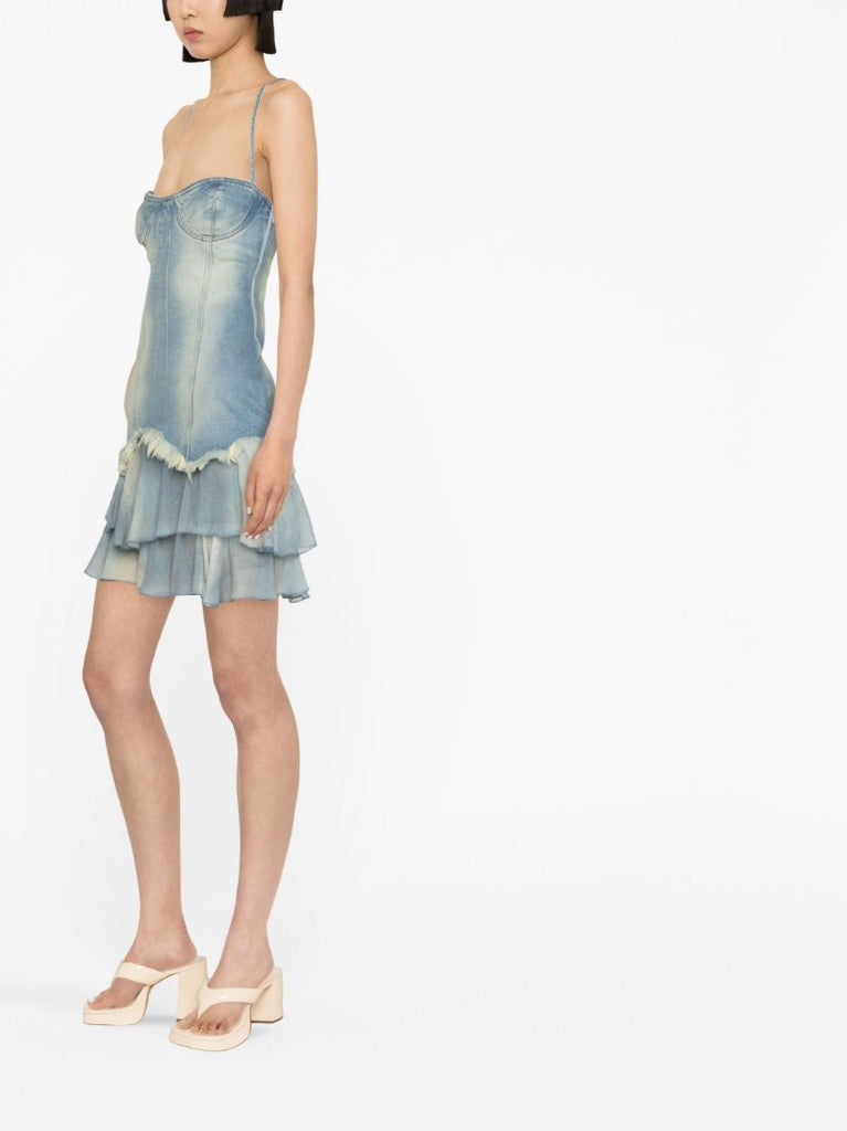 Blue Distressed Denim Mini Dress