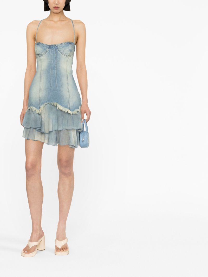Blue Distressed Denim Mini Dress