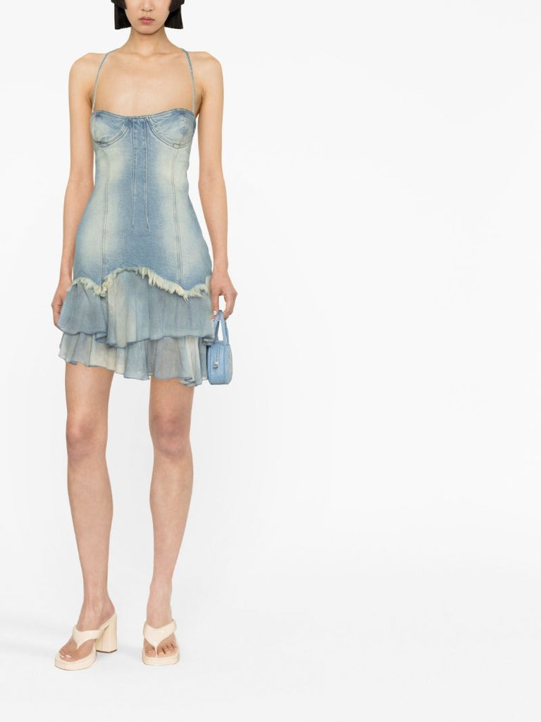 Blue Distressed Denim Mini Dress