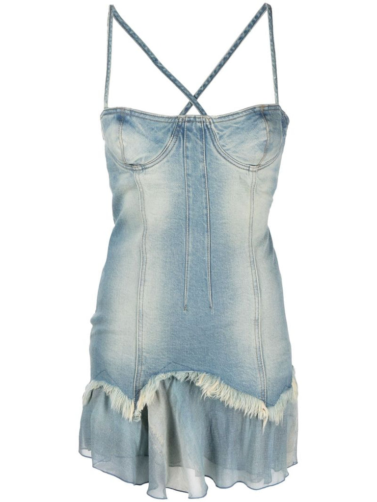 Blue Distressed Denim Mini Dress