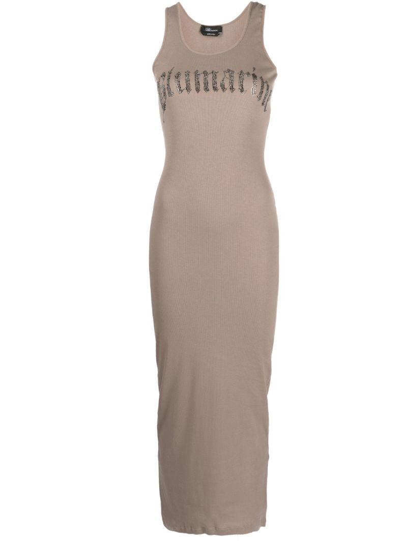 Brown Logo-embellished Cotton Dress