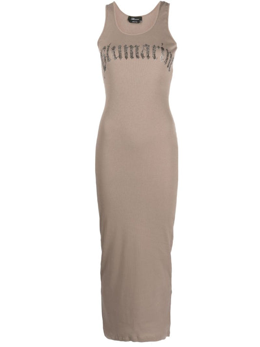 Brown Logo-embellished Cotton Dress