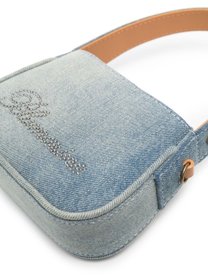 Blue Crystal-embellished Logo Mini Bag