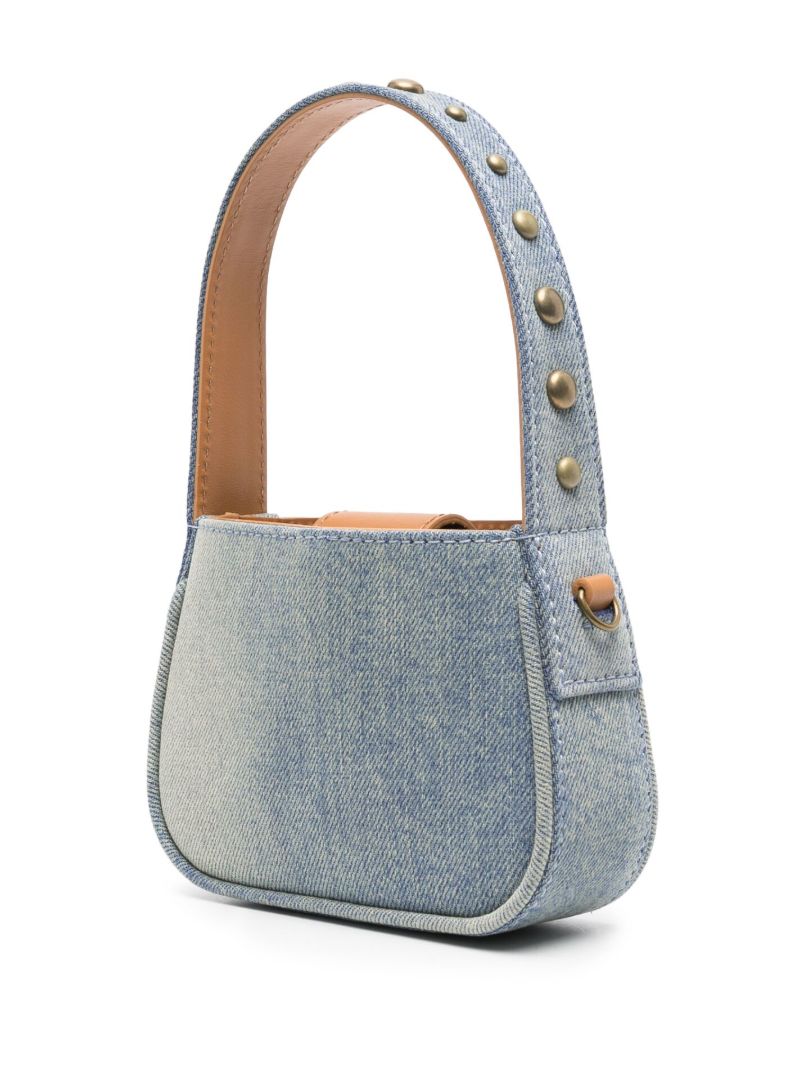 Blue Crystal-embellished Logo Mini Bag
