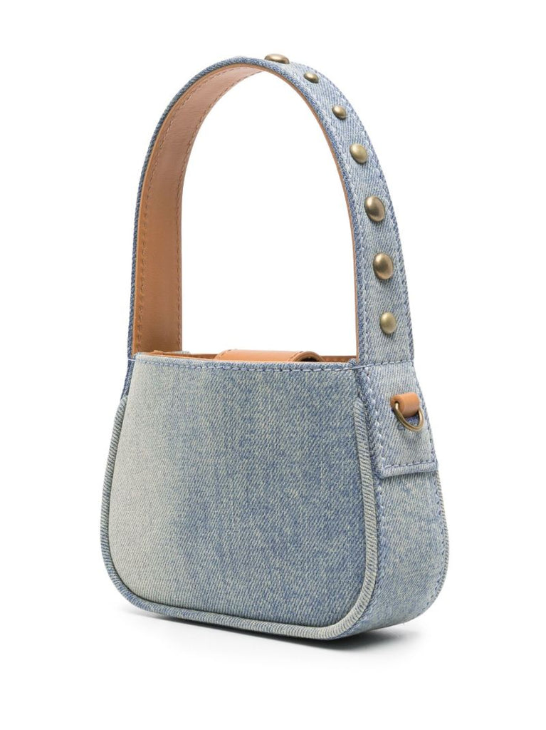 Blue Crystal-embellished Logo Mini Bag