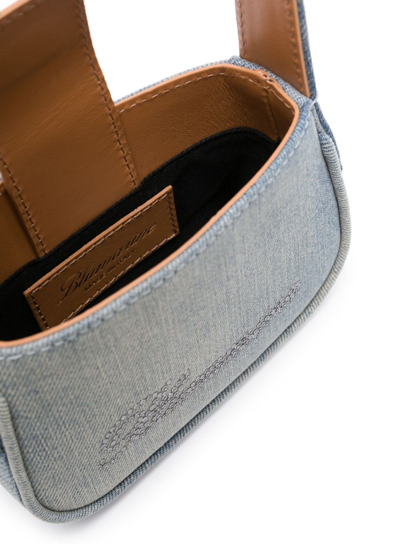 Blue Crystal-embellished Logo Mini Bag