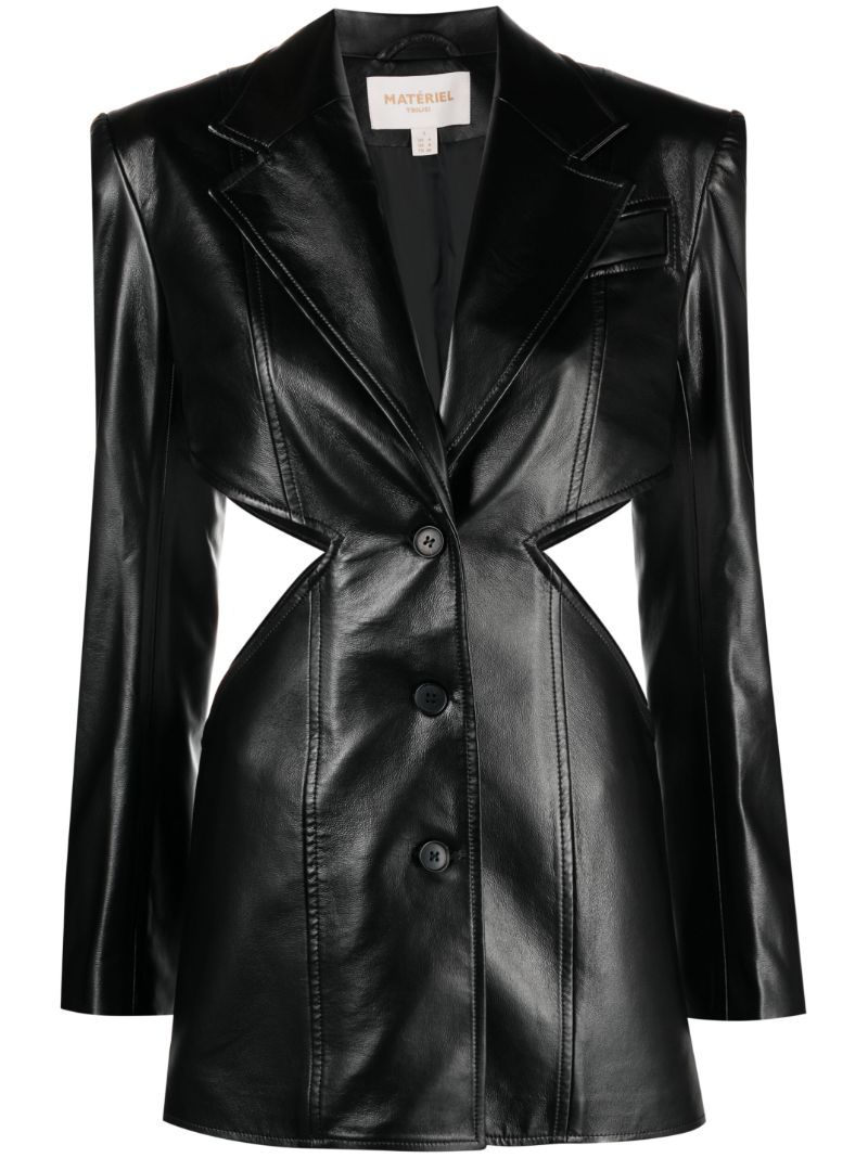 Black Cut-out Faux-leather Blazer