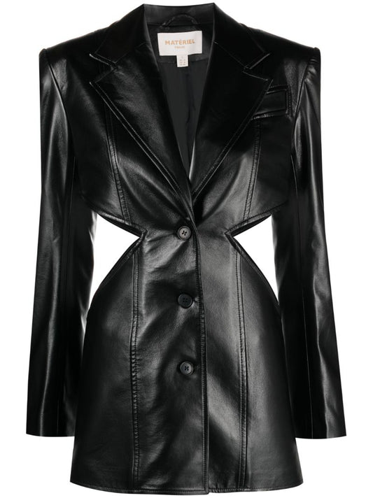 Black Cut-out Faux-leather Blazer