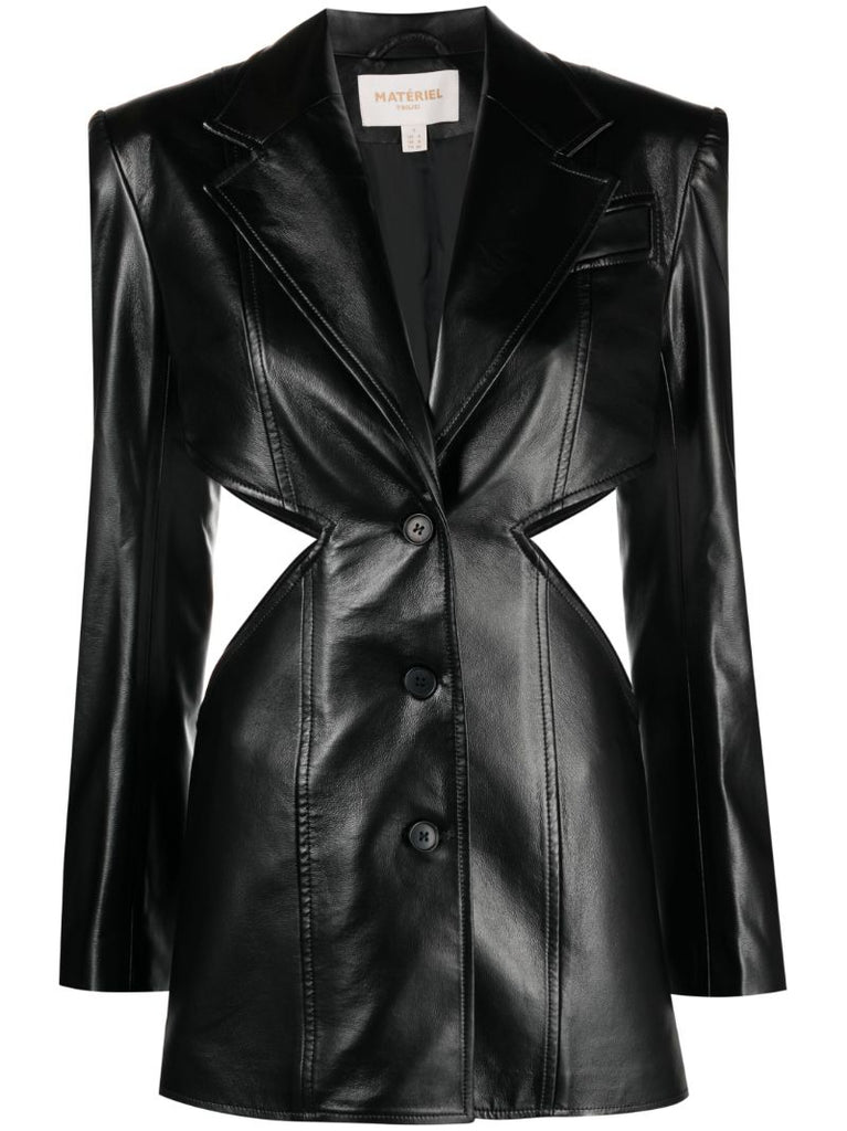Black Cut-out Faux-leather Blazer