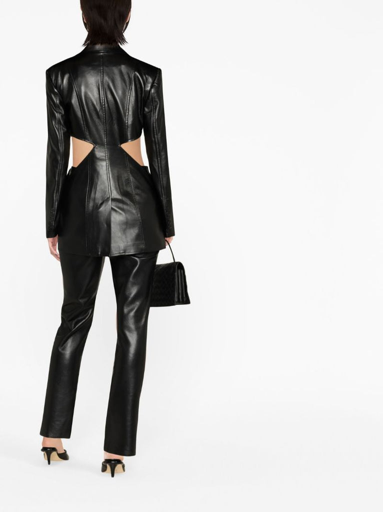Black Cut-out Faux-leather Blazer