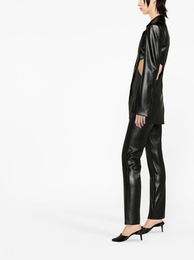 Black Cut-out Faux-leather Blazer