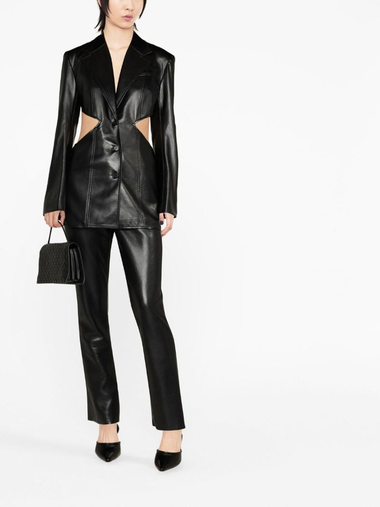 Black Cut-out Faux-leather Blazer