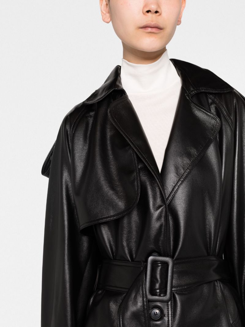 Black Faux-leather Trench Coat