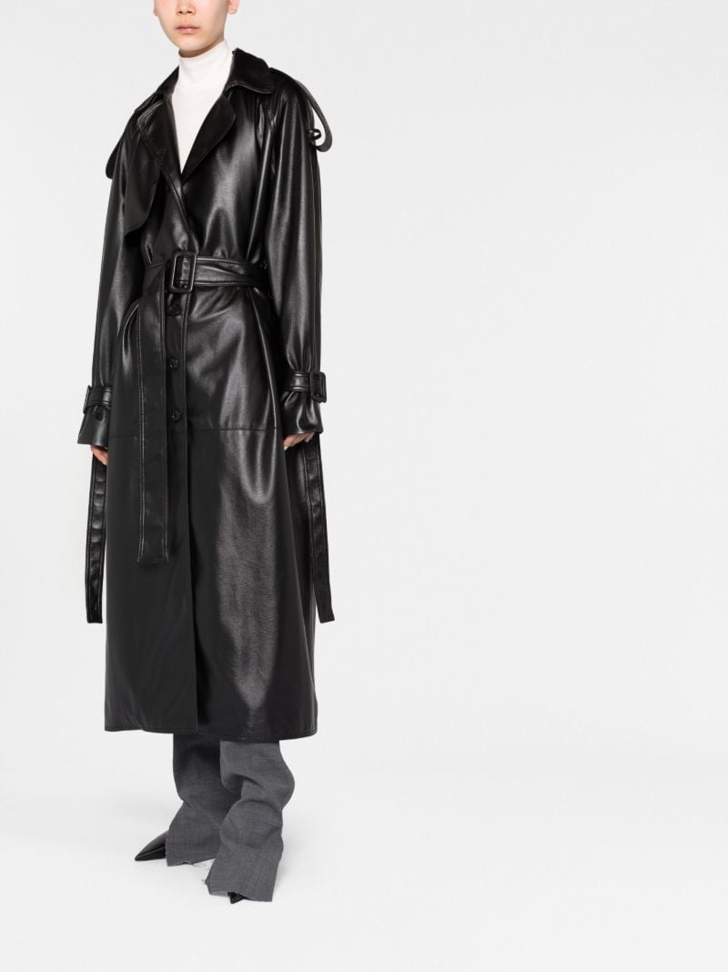 Black Faux-leather Trench Coat