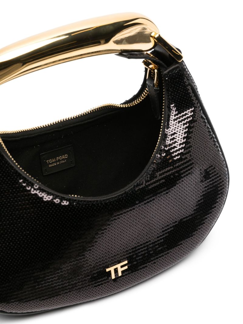 Black Sequin Leather Mini Bag